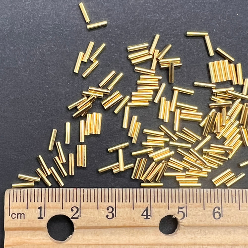 6mm Skinny Tubing Gold Plated Metal Beads Pk/200