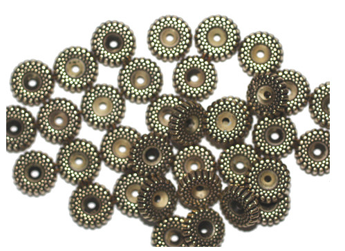 10mm Ripple Ring Gold Metalized Plastic Beads Pk/35