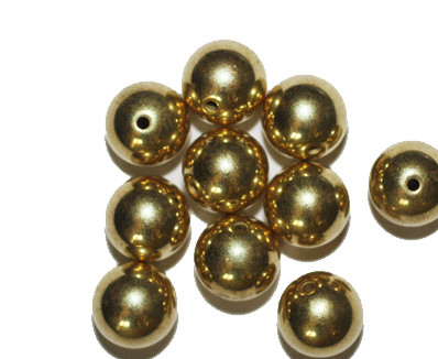 12mm Smooth Round Gold Metalized Plastic Beads Pk/10