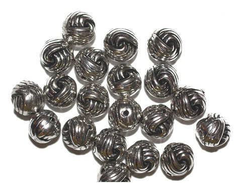 10mm Knot Silver Metalized Plastic Beads Pk/20