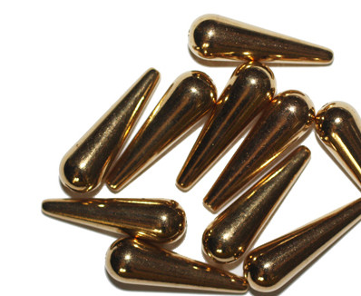 25mm Teardrop Gold Metalized Plastic Beads Pk/10