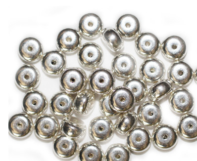 5x8mm Rondel Silver Metalized Plastic Beads Pk/40