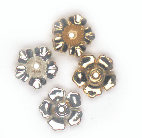 14mm Camellia Flower Silver Metalized Plastic Beads