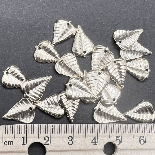 15mm Birch Leaf Silver Metalized Plastic Beads