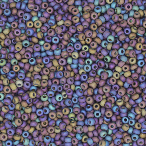 11/0 Czech Glass Seed Beads Matte Rainbow Black