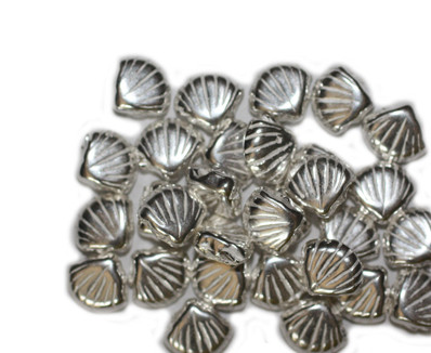 10mm Shell Silver Metalized Plastic Beads Pk/30