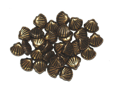 10mm Shell Gold Metalized Plastic Beads Pk/30
