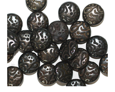 10mm Crater Lentil Pewter Metalized Plastic Beads Pk/24