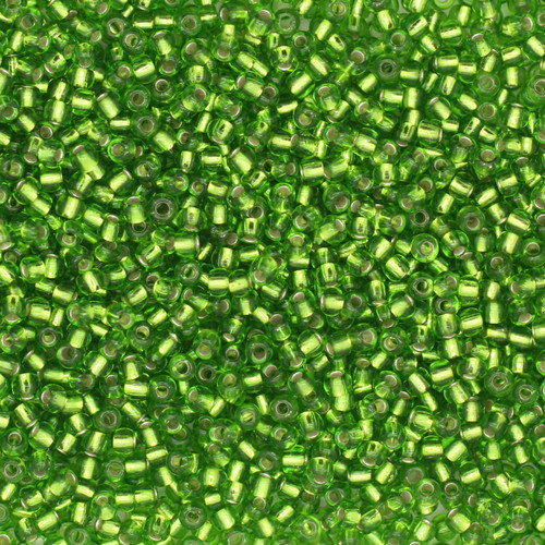 11/0 Czech Glass Seed Beads Silver Lined Lime Green