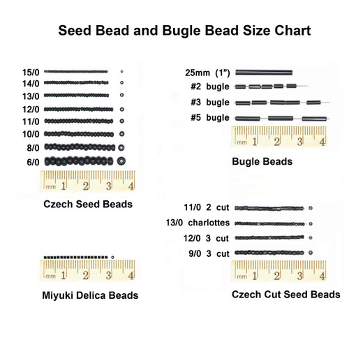 Seed Bead and Bugle Bead Size Chart