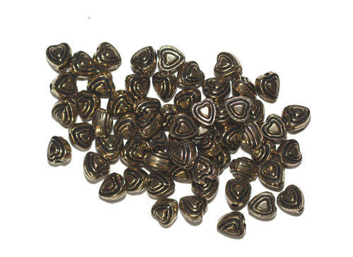 5mm Heart Gold Metalized Plastic Beads Pk/100