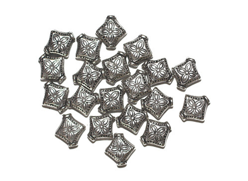 10mm Pillow Silver Metalized Plastic Beads Pk/40