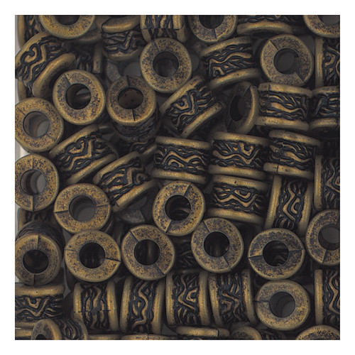 8x6mm Pillar Gold Metalized Plastic Beads Pk/25