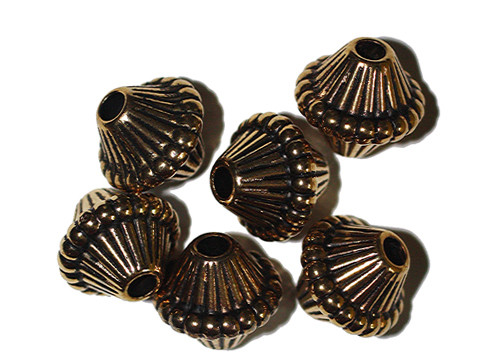16mm Mushroom Gold Metalized Plastic Beads Pk/6