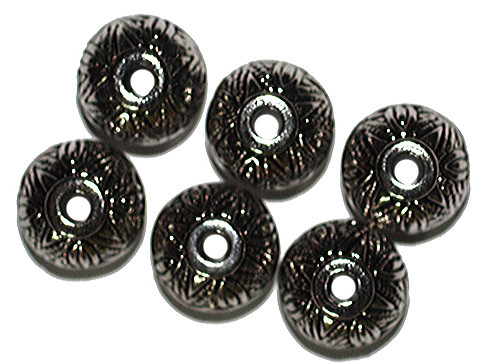 16x12mm Floral Tub Silver Metalized Plastic Beads Pk/6