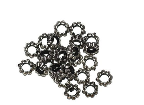 10mm Floral Ring Silver Metalized Plastic Beads Pk/25