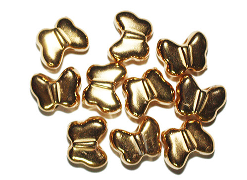 13mm Butterfly Gold Metalized Plastic Beads Pk/10