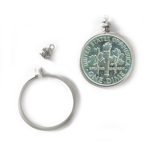 Coin Holder Bezel for USA Dime 10 cent Silvertone