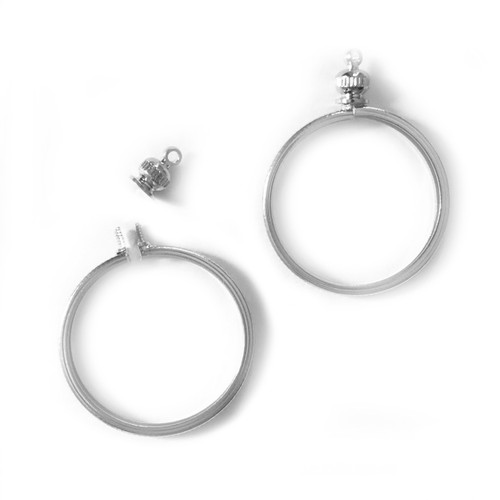 Coin Holder Bezel for USA Nickel 5 cent Silvertone