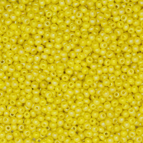 11/0 Czech Glass Seed Beads Opaque Rainbow Light Yellow