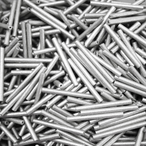 25mm Czech Glass Bugle Beads Matte Satin Silver