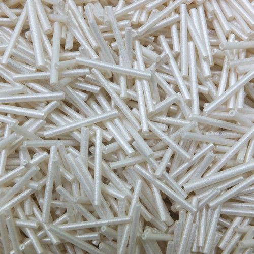 25mm Czech Glass Bugle Beads Matte Satin White Alabaster