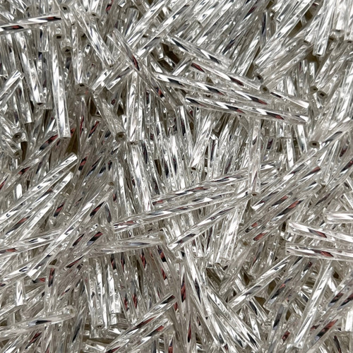 25mm Czech Glass Twist Bugle Beads Silver Lined Crystal 25mm Czech Glass Twist Bugle Beads Silver Lined Crystal