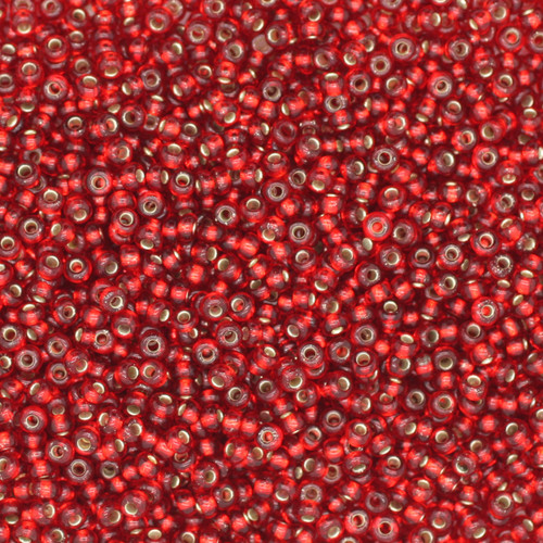 12/0 Czech Glass Seed Beads Red Silver Lined