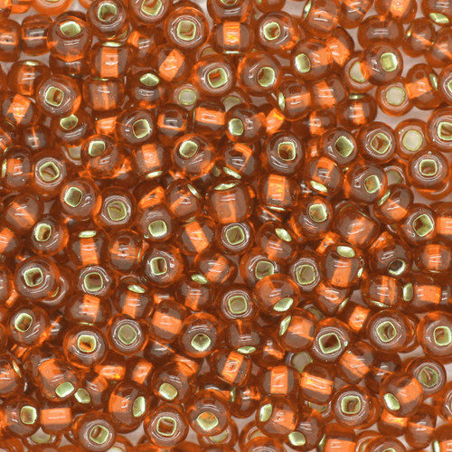 6/0 Czech Glass Seed Beads Dark Orange Silver Lined