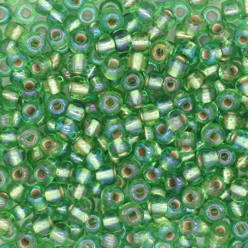 6/0 Czech Glass Seed Beads Silver Lined Rainbow Light Green 6/0 Czech Glass Seed Beads Silver Lined Rainbow Light Green