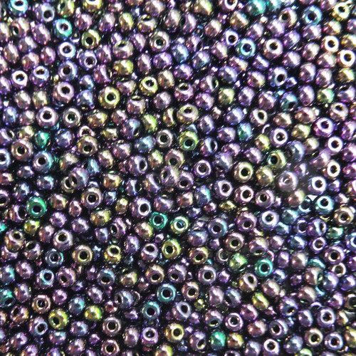 6/0 Czech Glass Seed Beads Purple Metallic Rainbow