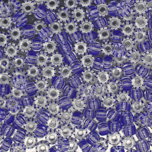 6/0 Czech Glass Seed Beads Transparent Blue Pinstripe 6/0 Czech Glass Seed Beads Transparent Blue Pinstripe
