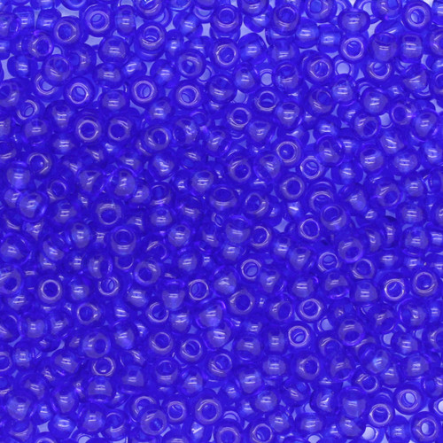 8/0 Czech Glass Seed Beads Transparent Medium Blue