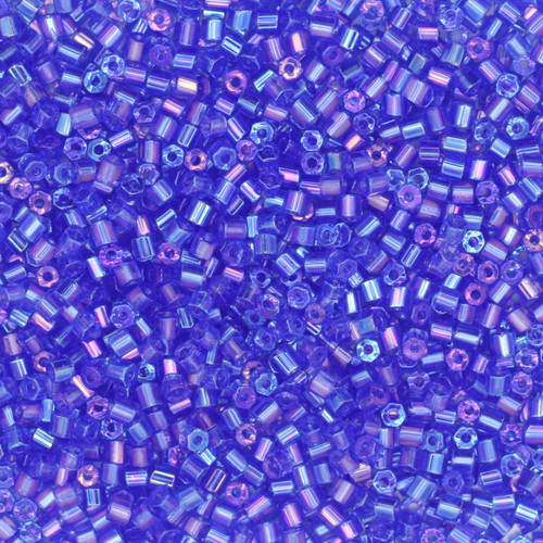 11/0 2-Cut Czech Seed Beads Transparent Rainbow Light Sapphire