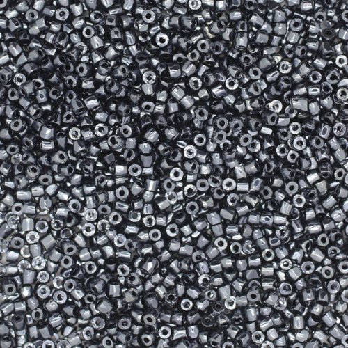 12/0 3-Cut Czech Glass Seed Beads Metallic Gray Hematite