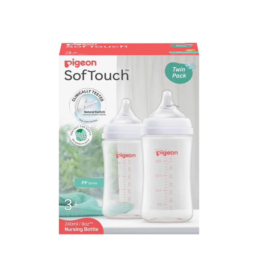 Pigeon SoftTouch Wide Neck Bottle PP Twin Pack Bottles Teats