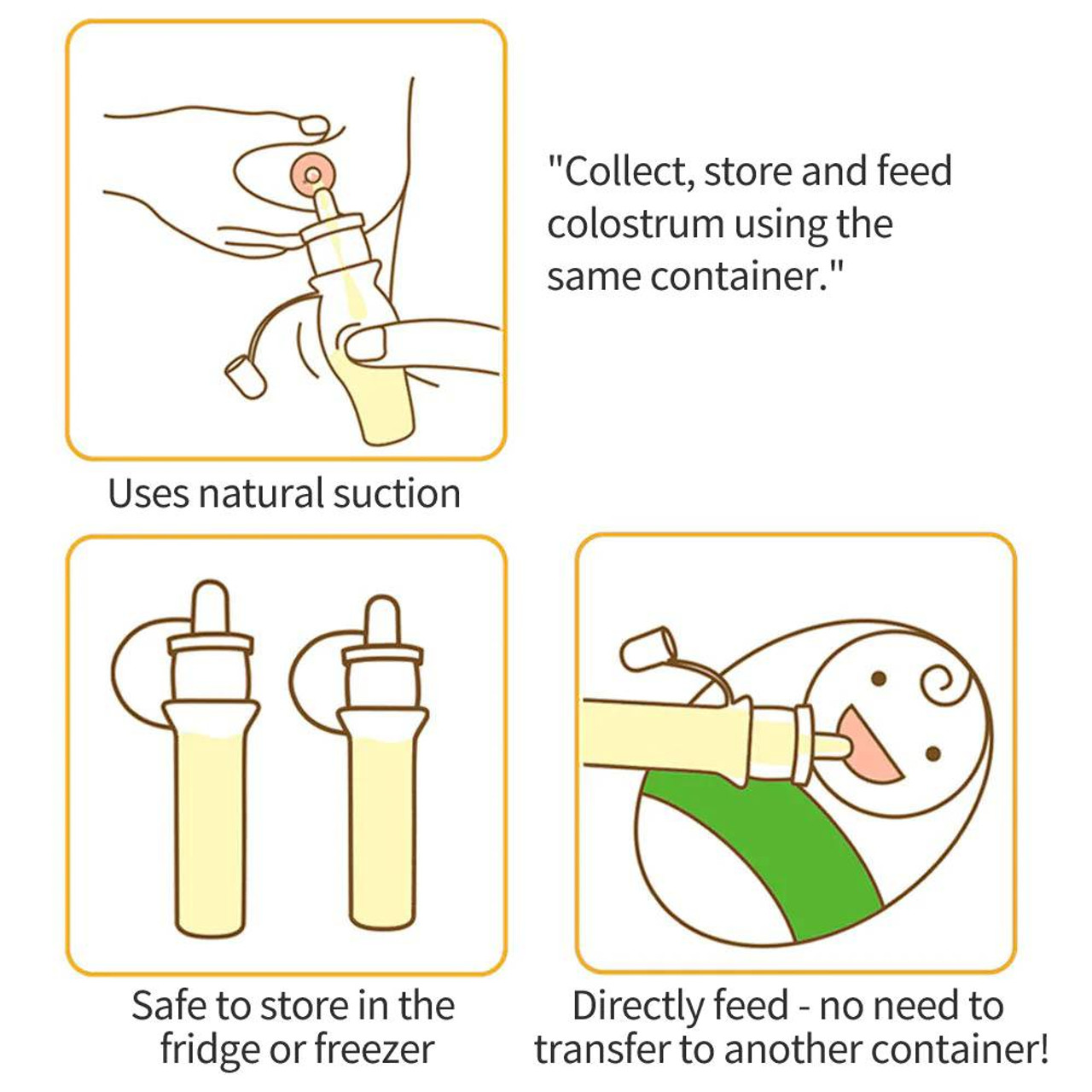 haakaa Colostrum Collector Syringes for Breastmilk Syringe Liquid, Collect  Store