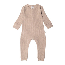 Woolbabe Merino/Organic Cotton Long Sleeve Henley Suit Dune Marl