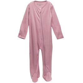 A clearcut image of The Sleep Store All Seasons Merino/Tencel Footed Zipsuit. Dusky Pink.