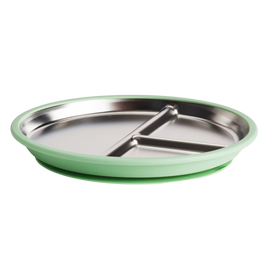 A clearcut image of the Nestling Stainless Steel 23cm Divided Suction Plate in the colour Sage.