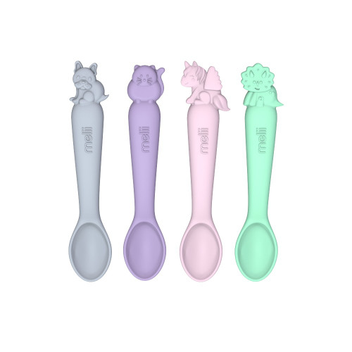 Melii Silicone Spoons 4 Piece Animal Set - Clearance