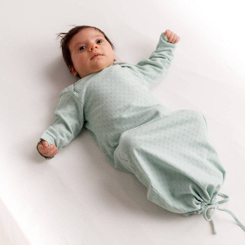 The Sleep Store Organic Cotton Pointelle Drawstring Baby Gown