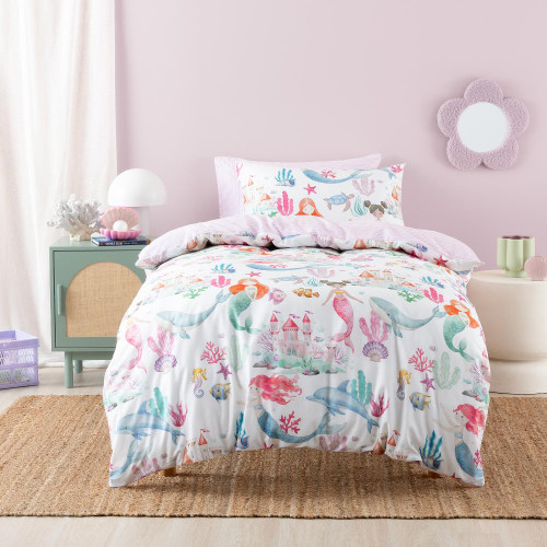 Squiggles Cotton Duvet Cover Set - Mermaid Splash