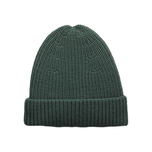 A clearcut image of The Sleep Store Merino Knitwear Beanie, Dark Green.