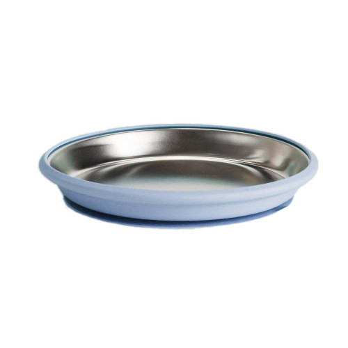A clearcut image of the Nestling Stainless Steel 20cm Flat Suction Plate in the colour Dusty Blue.