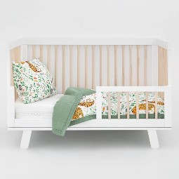 Little Unicorn Toddler Bedding Set - Mighty Jungle - Comforter & Pillowcase on cot.jpg