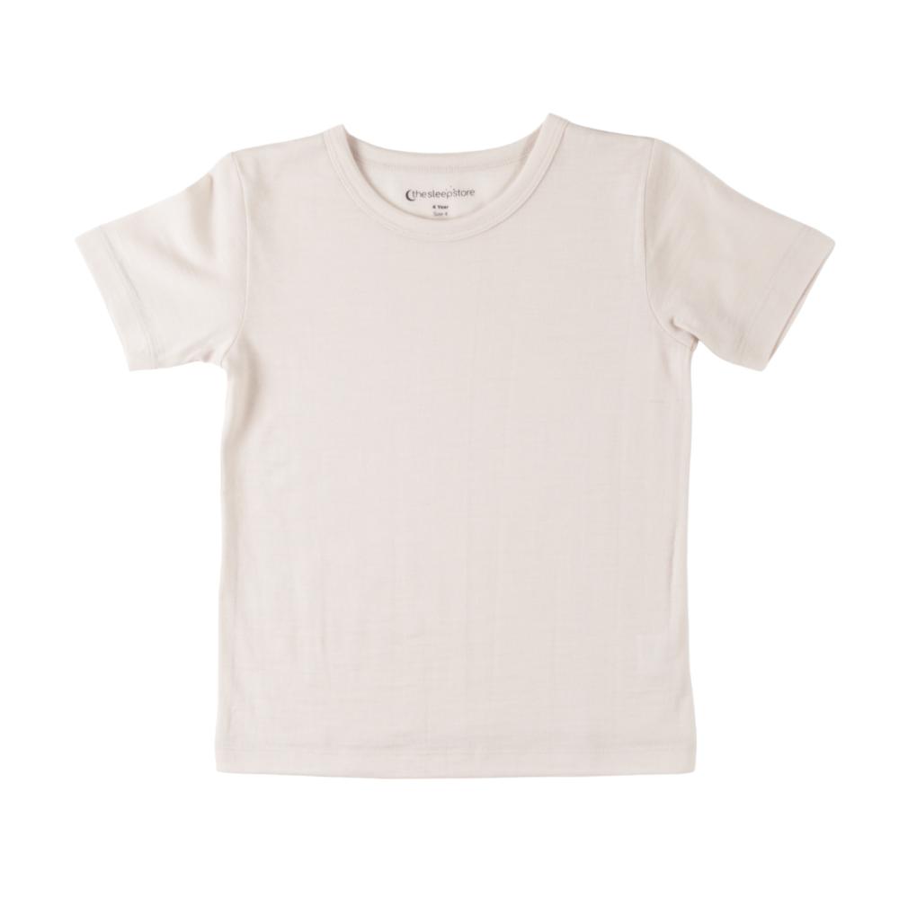 The Sleep Store All Seasons Merino/Tencel Kids Short Sleeve Top - Milk