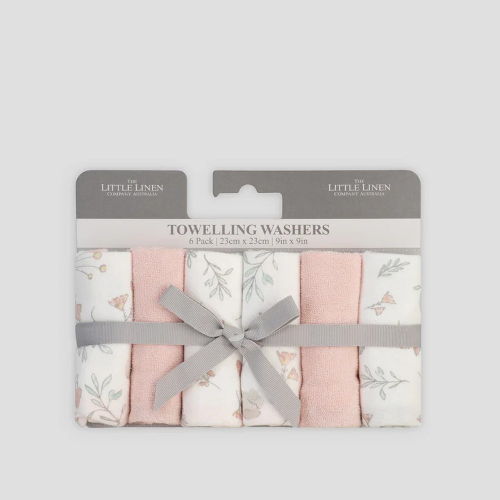 The Little Linen Company Towelling Washers 6 Pack