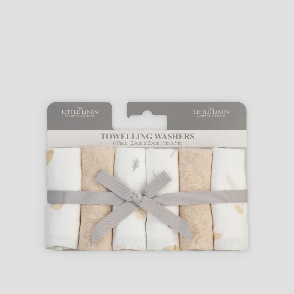 The Little Linen Company Towelling Washers 6 Pack