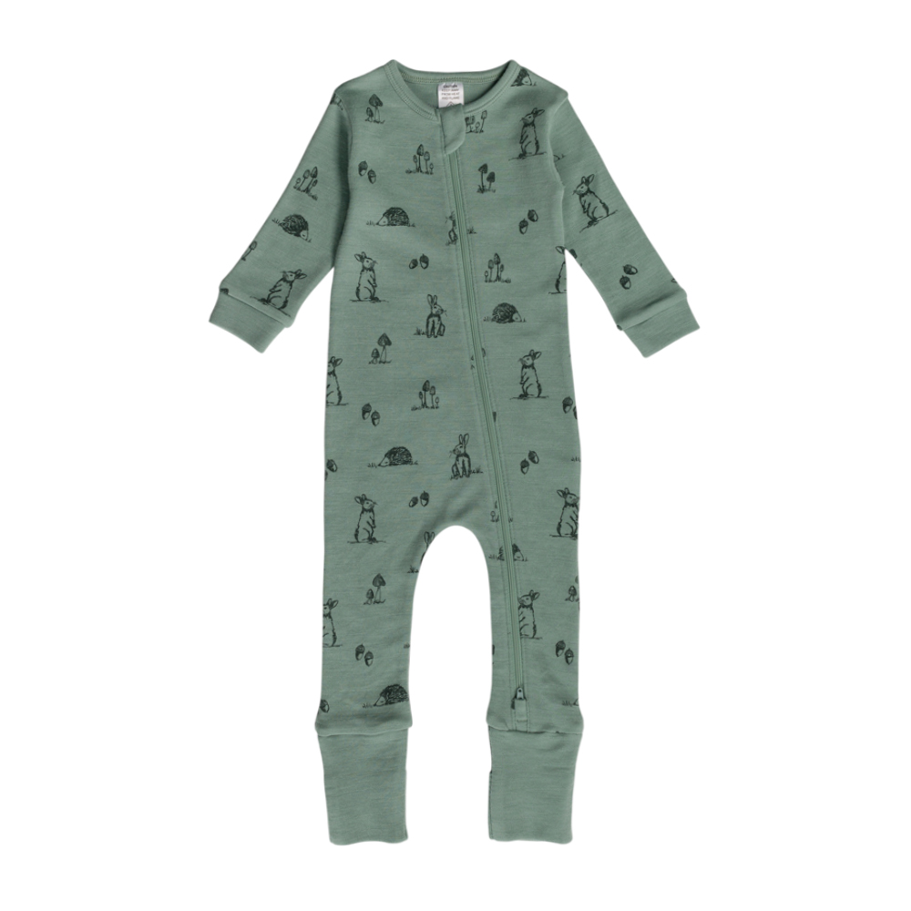 Premium Midweight Merino Zipsuit with Grippy Soles